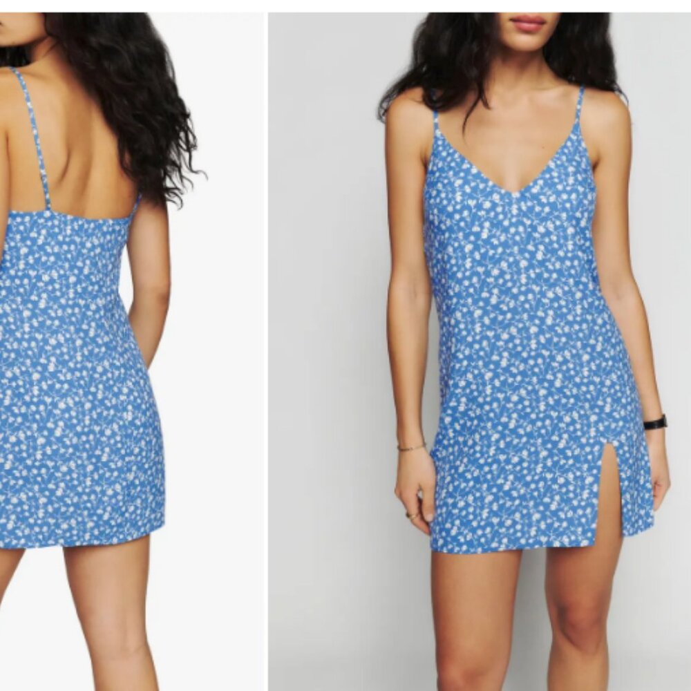 Reformation Blue Floral Mini Dress